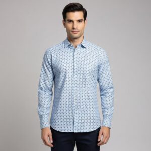 Men’s Shirt Full Sleeve - Printed Light Blue