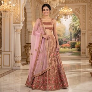 Embroidered Lehanga with Pink Dupatta for Special Occasions