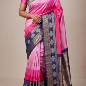Elegant Pink Saree with Blouse for Effortless Traditional Style