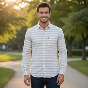 Men’s Shirt Full Sleeve - Printed Light white