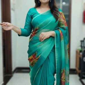 Elegant Teal Saree with Blouse