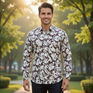 Men's Shirt Full Sleeve - Floral Print for Versatile Style