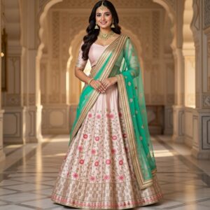 Elegant Designer Lehanga Set with Embroidered Blouse and Dupatta