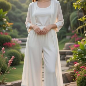 Women's White Track Pant Set daily wear