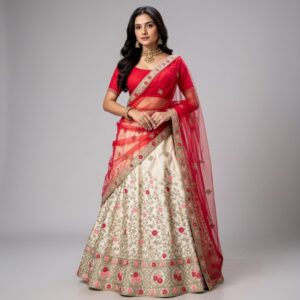 Embroidered Festive Lehanga with Net Dupatta