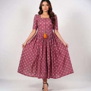 Geometric Print Midi Dress Top for Effortless Style