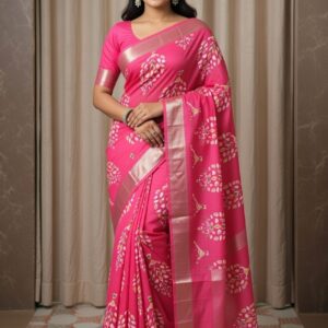Saree with Blouse Set – Pink Traditional Design