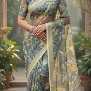 Floral Print Saree with Blouse