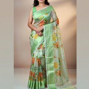 Floral Print Saree with Blouse Set