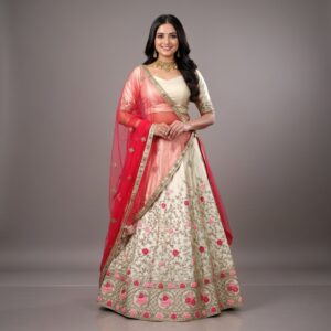 Embroidered Festive Lehanga with Net Dupatta