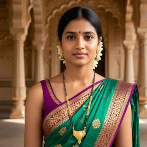 Traditional Black Beaded Chain Necklace for Women