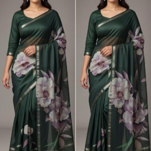 Elegant Floral Printed Saree with Blouse