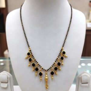 Gold and Black Bead Mangalsutra Necklace
