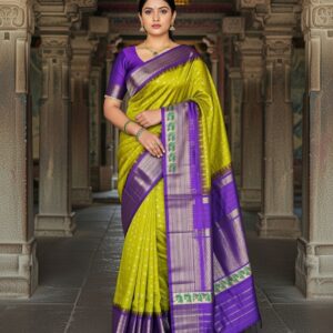 Saree with Blouse – Elegant Two-Tone Silk Finish