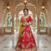 Red Embroidered Lehanga With Golden Detailing