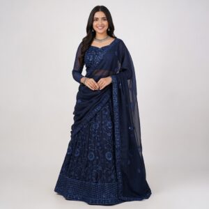 Elegant Navy Blue Lehanga Set for Women