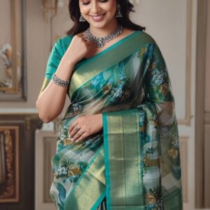 Floral Printed Saree with Blouse Set