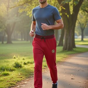 Men's Athletic Jogger Pant – Red, Breathable Comfort for Active Days