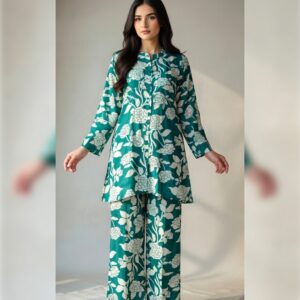 Floral Print Green Dress Set