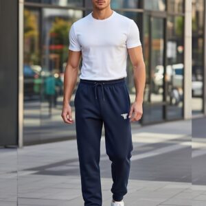 Men's Navy Blue Track Pant with Elastic Waistband