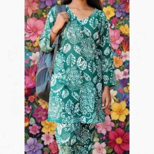 Green Printed Women’s Dress Set