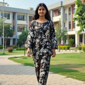 Black Leaf Print Dress for Effortless Everyday Comfort