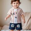 Kids Striped Dress Set with "Cool Kids" Denim Shorts