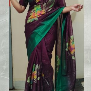 Saree with Blouse - Floral Print, Lightweight Fabric