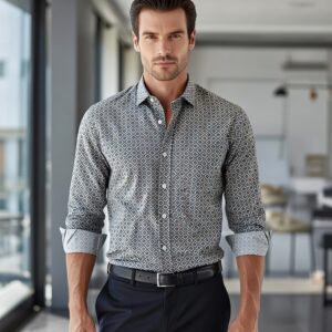 Men's Geometric Pattern Long Sleeve Shirt