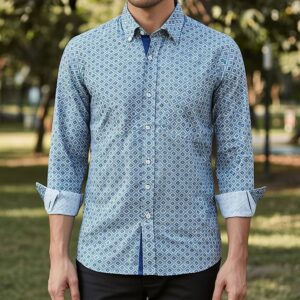 Men's Geometric Pattern Long Sleeve Shirt